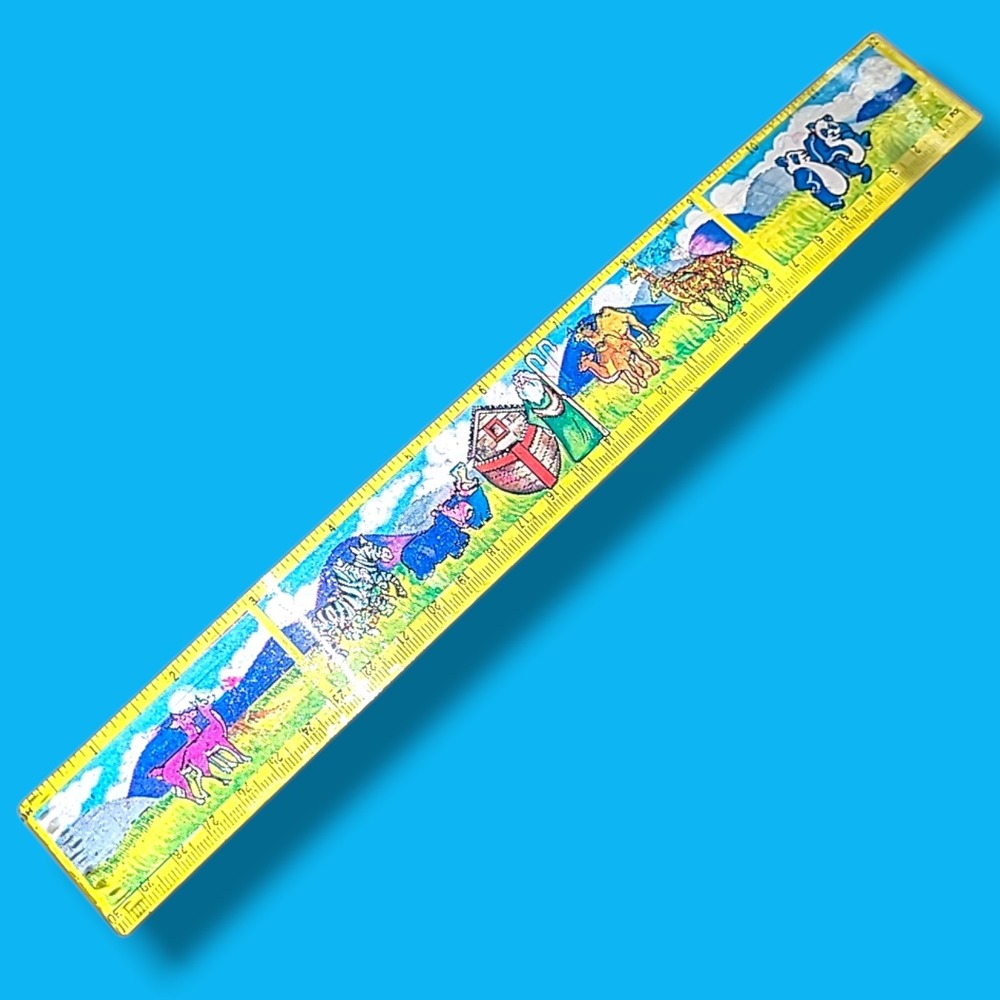 Vintage Noah's Ark Lenticular Flicker 12" Plastic School Ruler Taiwan 1980s OTC